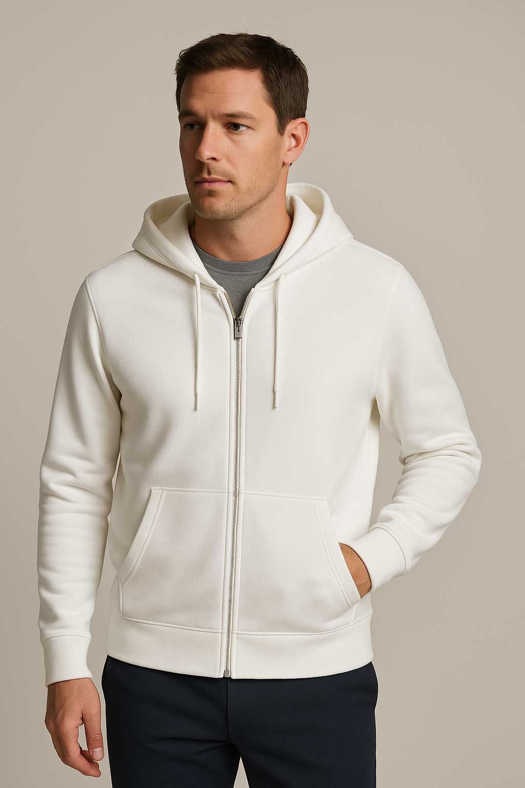 Zipper Hoodied Sweat Shirt