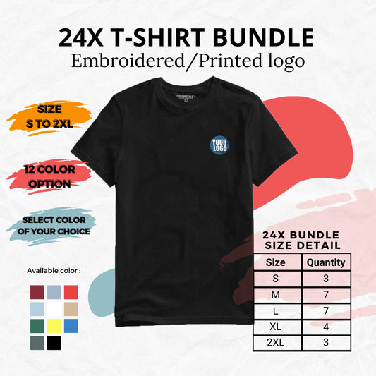 24X T-Shirts Bundle. Custom Print/Emb.
